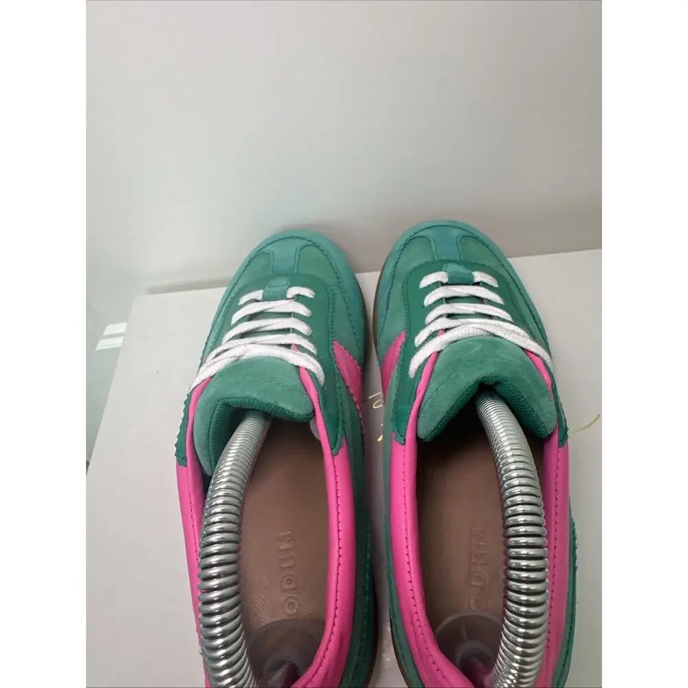Boden Women's Erin Retro Tennis Sneakers Green Pink Color Block Size 38 US 7